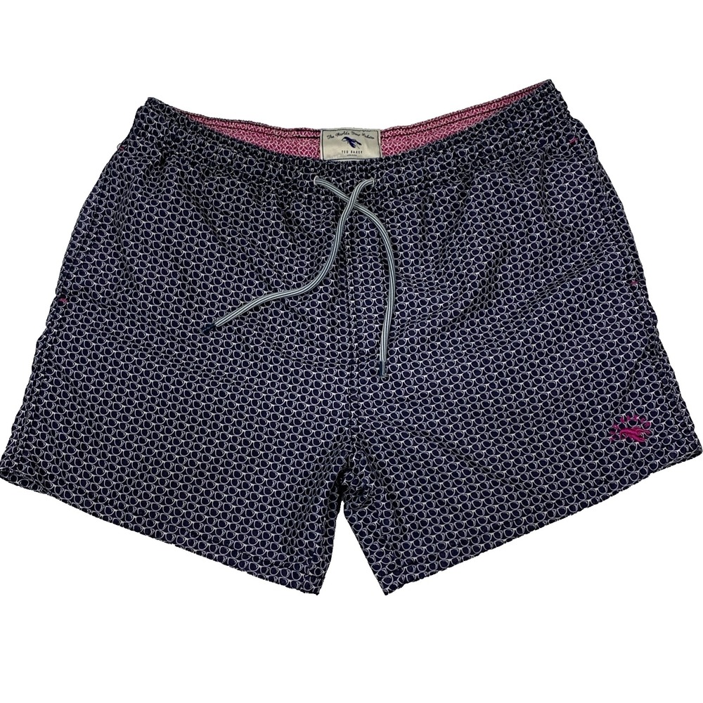 Ted Baker Navy Sunglass Print Swim Shorts Trunks Size 3 Medium M 32 Lined